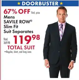 Boscov's Mens SAVILE ROW Slim Fit Suit Separates offer