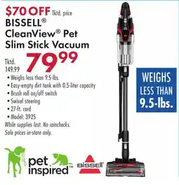 Boscov's BISSELL CleanView Pet Slim Stick Vacuum offer