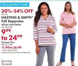 Boscov's HASTING & SMITH Fall Separates offer