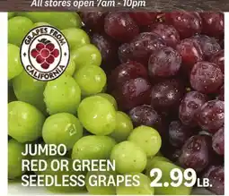 Kings Food Markets JUMBO RED OR GREEN SEEDLESS GRAPES offer