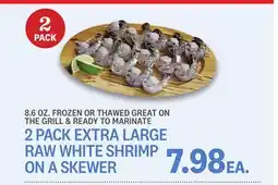 Kings Food Markets 2 PACK EXTRA LARGE RAW WHITE SHRIMP ON A SKEWER offer