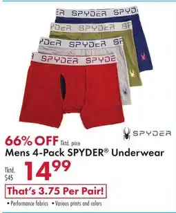 Boscov's Mens 4-Pack SPYDER Underwear offer