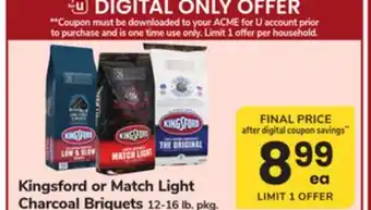 ACME Kingsford or Match Light Charcoal Briquets offer