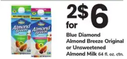 ACME Blue Diamond Almond Breeze Original or Unsweetened Almond Milk offer