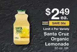 Fairway Store Market Santa Cruz Organic Lemonade offer