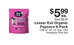 Fairway Store Market Lesser Evil Organic Popcorn 8-Pack offer