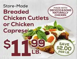 DeCicco & Sons Breaded Chicken Cutlets or Chicken Caprese offer