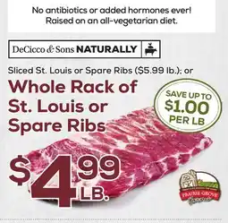 DeCicco & Sons Whole Rack of St. Louis or Spare Ribs offer
