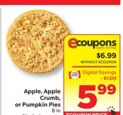 Weis Markets Apple, Apple Crumb, or Pumpkin Pies offer