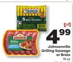 Weis Markets Johnsonville Grilling Sausage 19 oz or Nathan's Brats Franks 12 oz offer