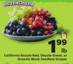 Weis Markets California Razzle Red, Dazzle Green, or Snazzle Black Seedless Grapes offer