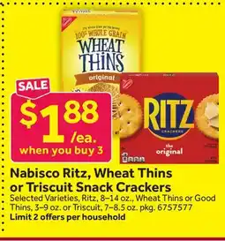 Stop&Shop Nabisco Ritz, Wheat Thins or Triscuit Snack Crackers offer