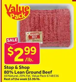 Stop&Shop 80% Lean Ground Beef offer