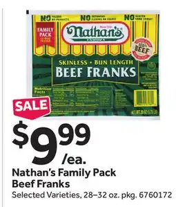 Stop&Shop Nathan's Family Pack Beef Franks offer