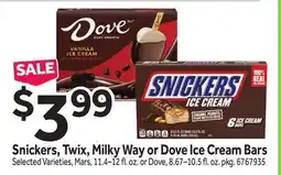 Stop&Shop Snickers, Twix, Milky Way or Dove Ice Cream Bars offer