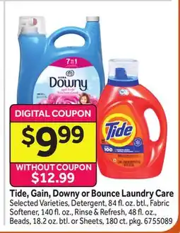 Stop&Shop Tide, Gain, Downy or Bounce Laundry Care offer