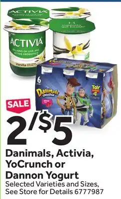 Stop&Shop Danimals, Activia, YoCrunch or Dannon Yogurt offer