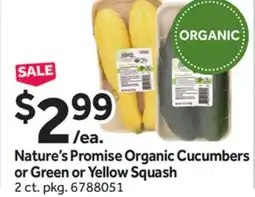 Stop&Shop Nature's Promise Organic Cucumbers or Green or Yellow Squash offer