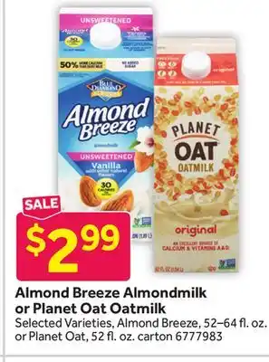 Stop&Shop Almond Breeze Almondmilk or Planet Oat Oatmilk offer