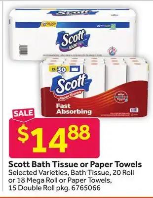 Stop&Shop Scott Bath Tissue or Paper Towels offer