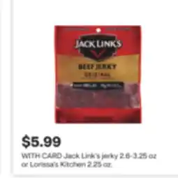 CVS Jack Link's jerky 2.6-3.25 oz or Lorissa's Kitchen 2.25 oz offer