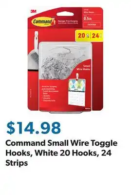 Sam's Club Command Small Wire Toggle Hooks, White 20 Hooks, 24 Strips offer
