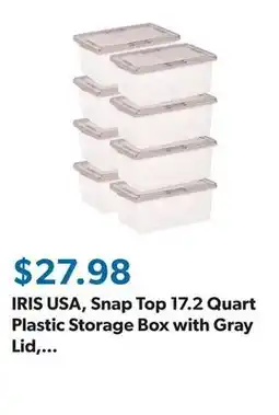Sam's Club IRIS USA, Snap Top 17.2 Quart Plastic Storage Box with Gray Lid, 12 W x 17.5 L x 7 H, 8 Piece Set offer