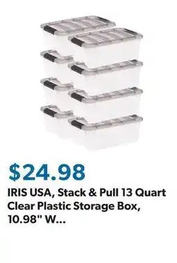 Sam's Club IRIS USA, Stack & Pull 13 Quart Clear Plastic Storage Box, 10.98 W x 16.50 L x 6.53 H, 8 Piece Set offer