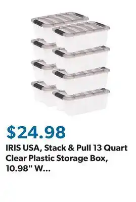 Sam's Club IRIS USA, Stack & Pull 13 Quart Clear Plastic Storage Box, 10.98 W x 16.50 L x 6.53 H, 8 Piece Set offer