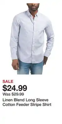 TJ Maxx Linen Blend Long Sleeve Cotton Feeder Stripe Shirt offer