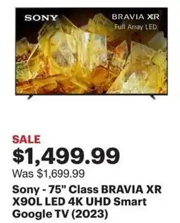 Best Buy Sony-75" Class BRAVIA XR X90L LED 4K UHD Smart Google TV (2023) offer