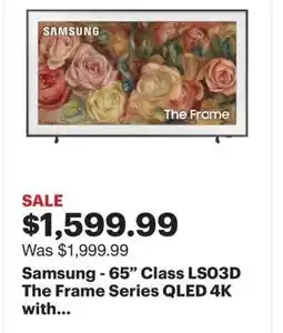 Best Buy Samsung-65" Class LSO3D The Frame Series QLED 4K with... offer