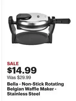Best Buy Bella - Non-Stick Rotating Belgian Waffle Maker - Stainless Steel offer