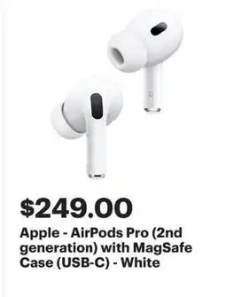 Best Buy Apple - AirPods Pro (2nd generation) with MagSafe Case (USB-C) - White offer