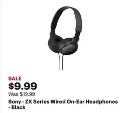Best Buy Sony - ZX Series Wired On-Ear Headphones - Black offer