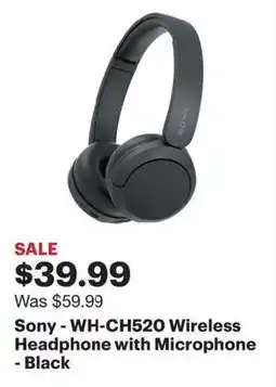 Best Buy Sony-WH-CH520 Wireless Headphone with Microphone - Black offer