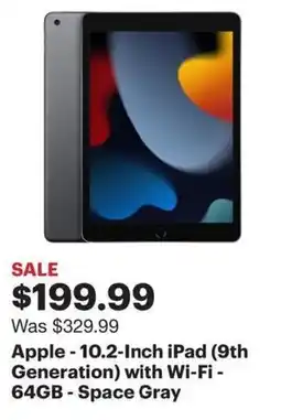 Best Buy Apple - 10.2-Inch iPad (9th Generation) with Wi-Fi - 64GB Space Gray offer