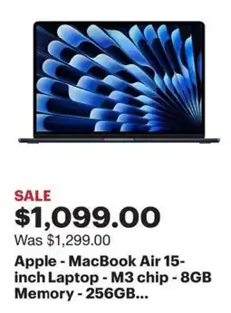 Best Buy Apple MacBook Air 15- inch Laptop - M3 chip - 8GB Memory-256GB... offer