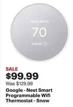 Best Buy Google - Nest Smart Programmable Wifi Thermostat - Snow offer