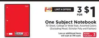 ShopRite One Subject Notebook offer