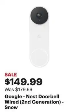 Best Buy Google Nest Doorbell Wired (2nd Generation) - Snow offer