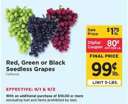 ShopRite Red, Green or Black Seedless Grapes offer