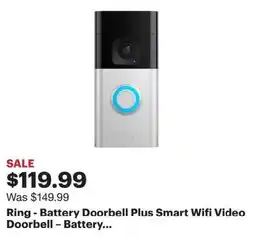 Best Buy Ring - Battery Doorbell Plus Smart Wifi Video Doorbell Battery... offer