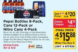 ShopRite Bottles 8-Pack, Cans 12-Pack or Nitro Cans 4-Pack offer