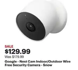 Best Buy Google - Nest Cam Indoor/Outdoor Wire Free Security Camera - Snow offer