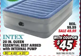 Big 5 Intex 20 Queen Essential Rest Airbed with Internal Pump offer