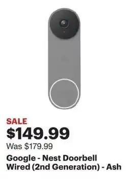 Best Buy Google - Nest Doorbell Wired (2nd Generation) - Ash offer