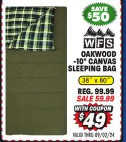 Big 5 World Famous Sports Oakwood -10° Canvas Sleeping Bag offer