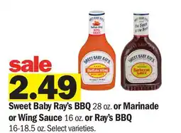 Meijer Sweet Baby Ray's BBQ 28 oz. or Marinade or Wing Sauce 16 oz. or Ray's BBQ 16-18.5 oz offer