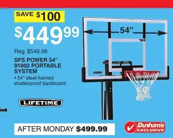 Dunham's Sports LIFETIME SFS POWER 54 91002 PORTABLE SYSTEM offer